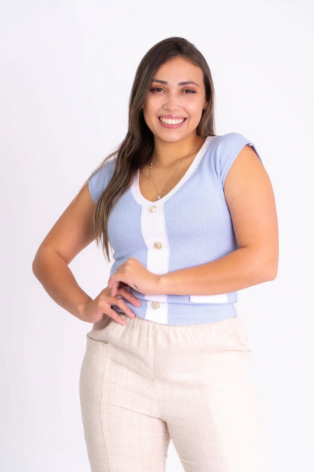 Blusinha Bicolor com BotÔes