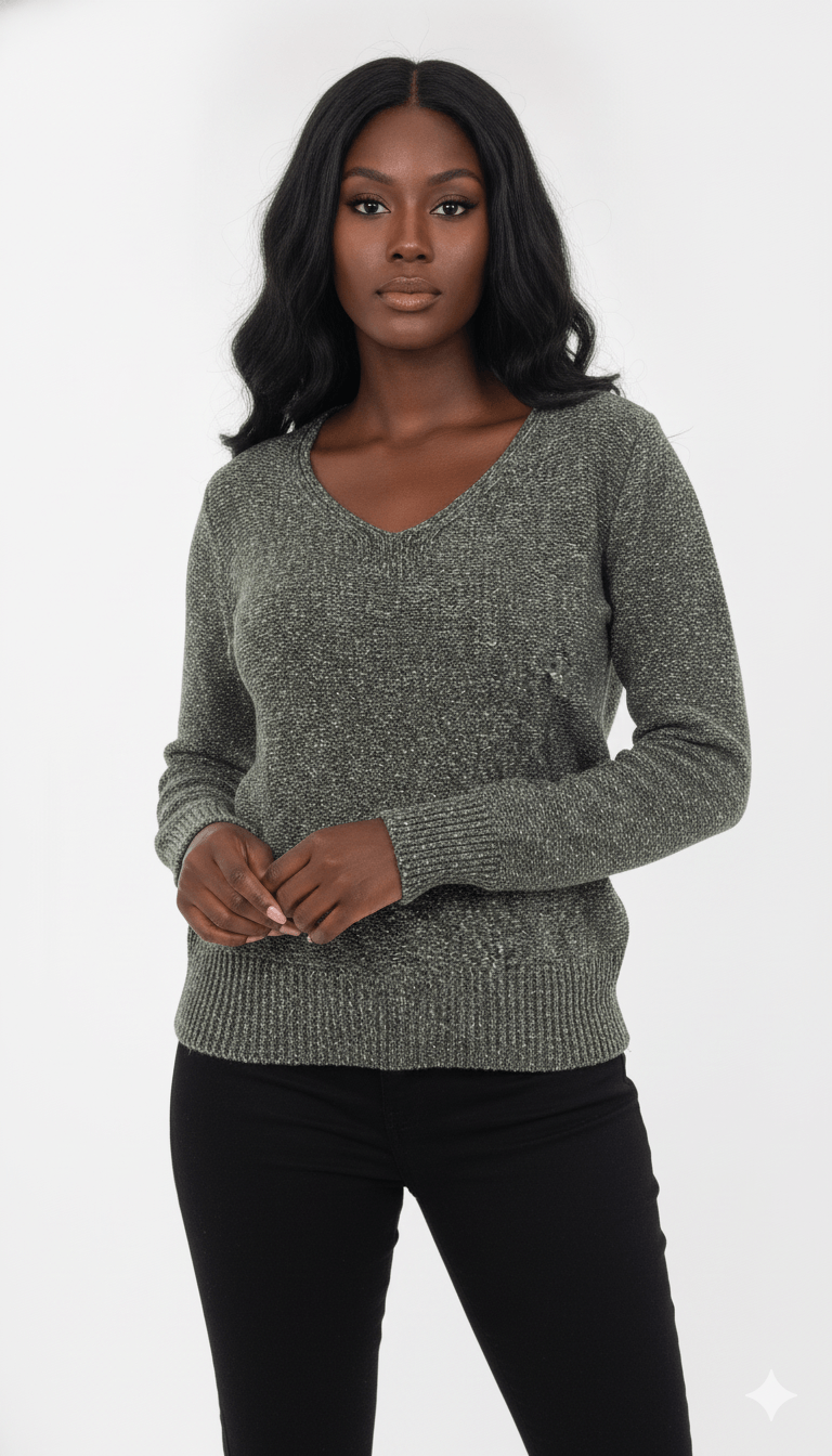Blusa Decote V Mesclada