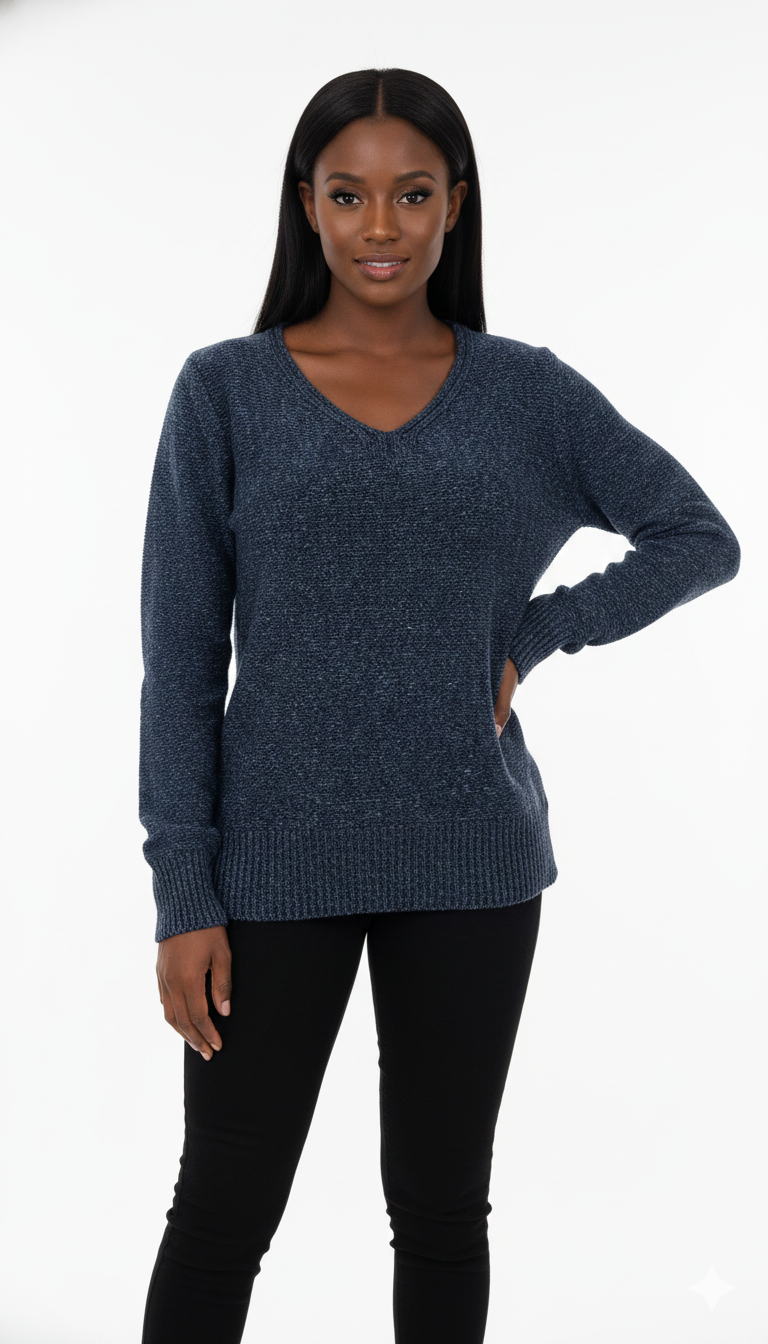 Blusa Decote V Mesclada