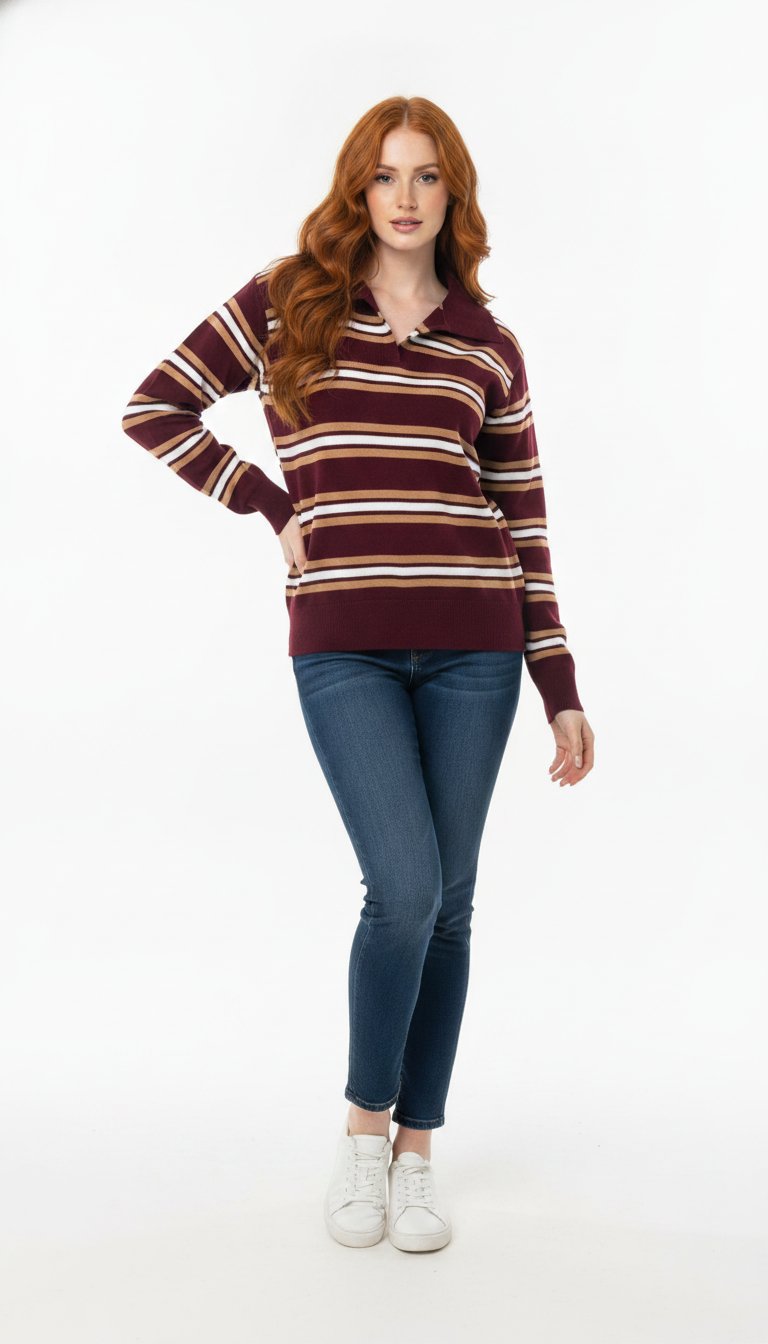Blusinha Gola Polo Listrada