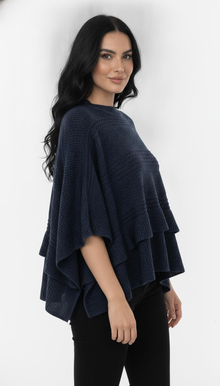 Poncho Quadrado Trançado