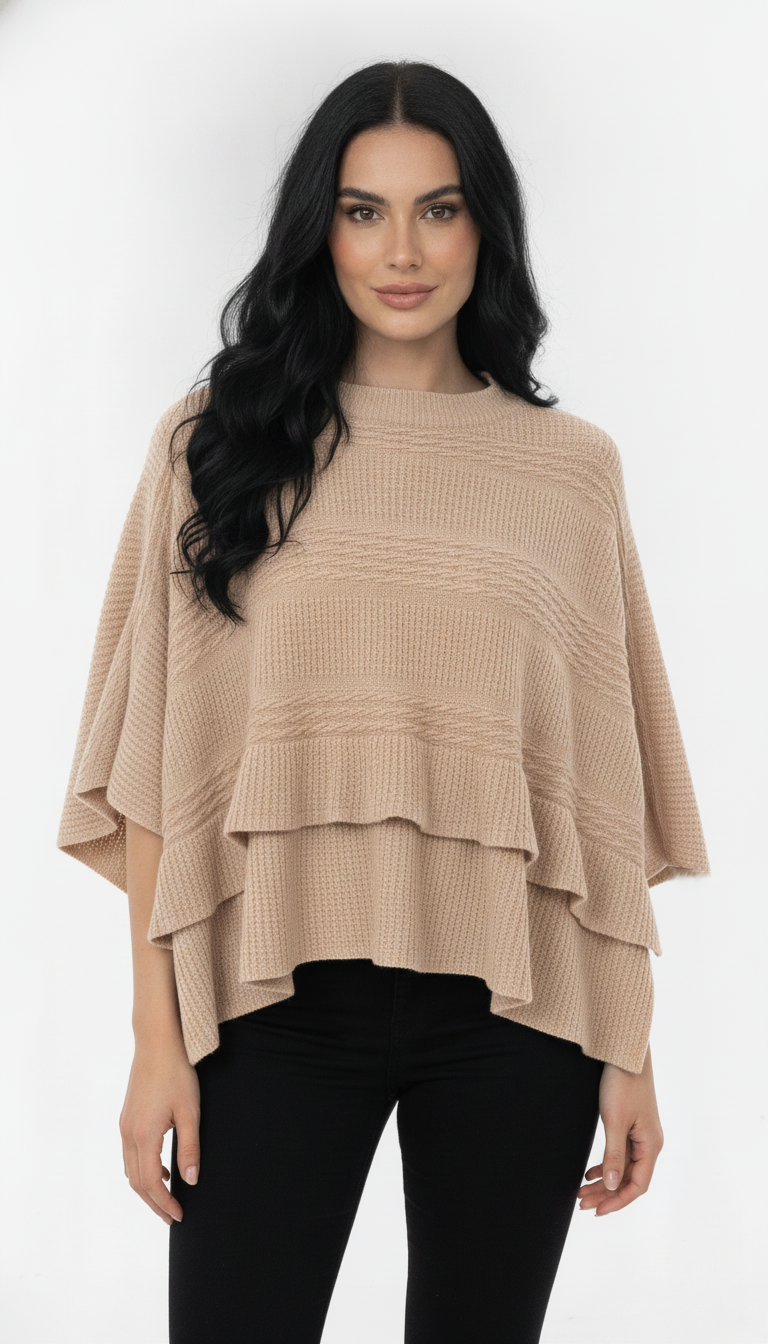 Poncho Quadrado Trançado
