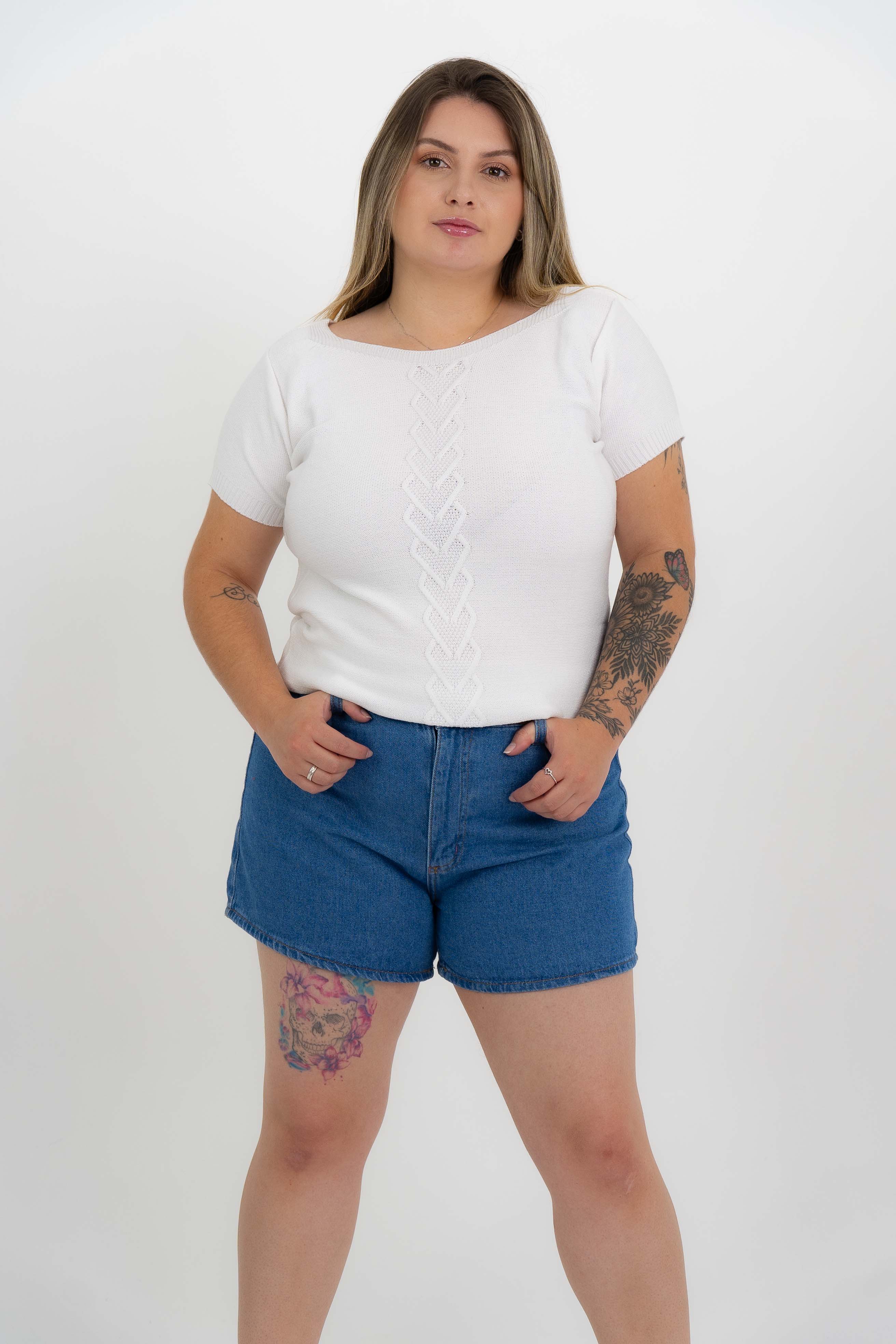 Tshirt Coração Trançado Plus