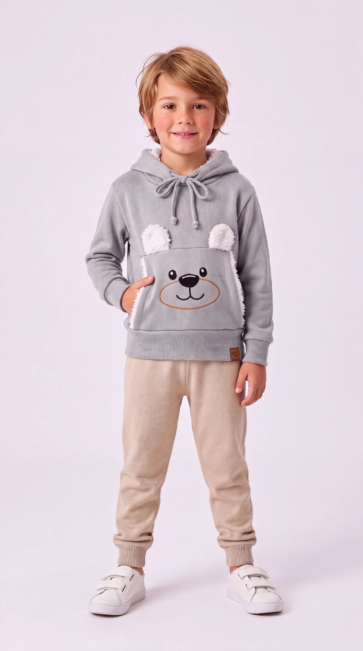 Blusa Infantil Canguru Ursinho com Capuz Unissex