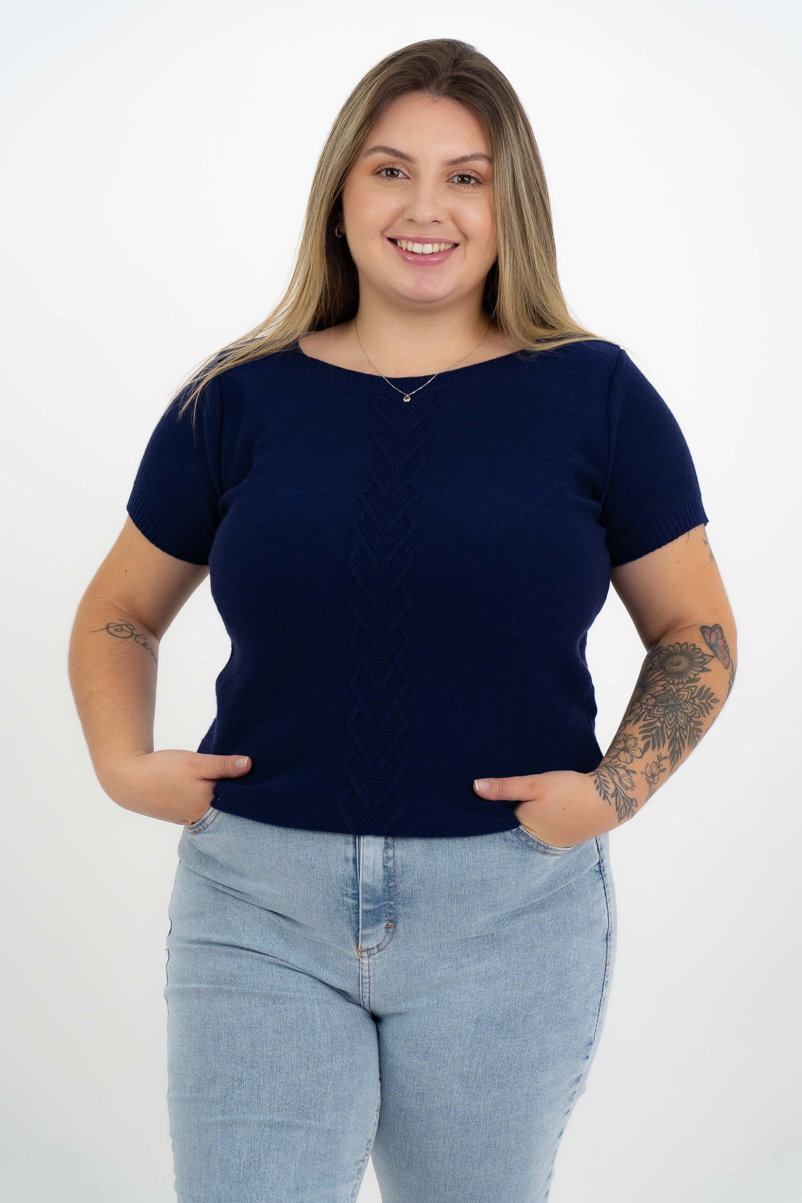 Tshirt Coração Trançado Plus