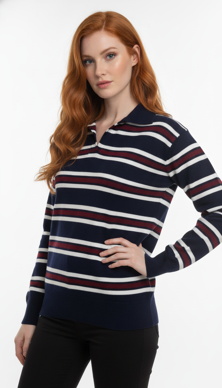 Blusinha Gola Polo Listrada