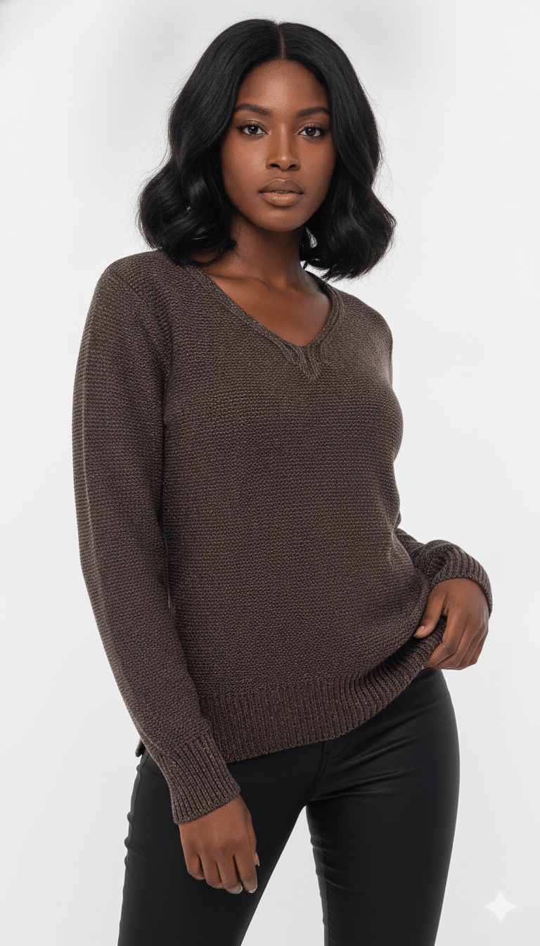 Blusa Decote V Mesclada