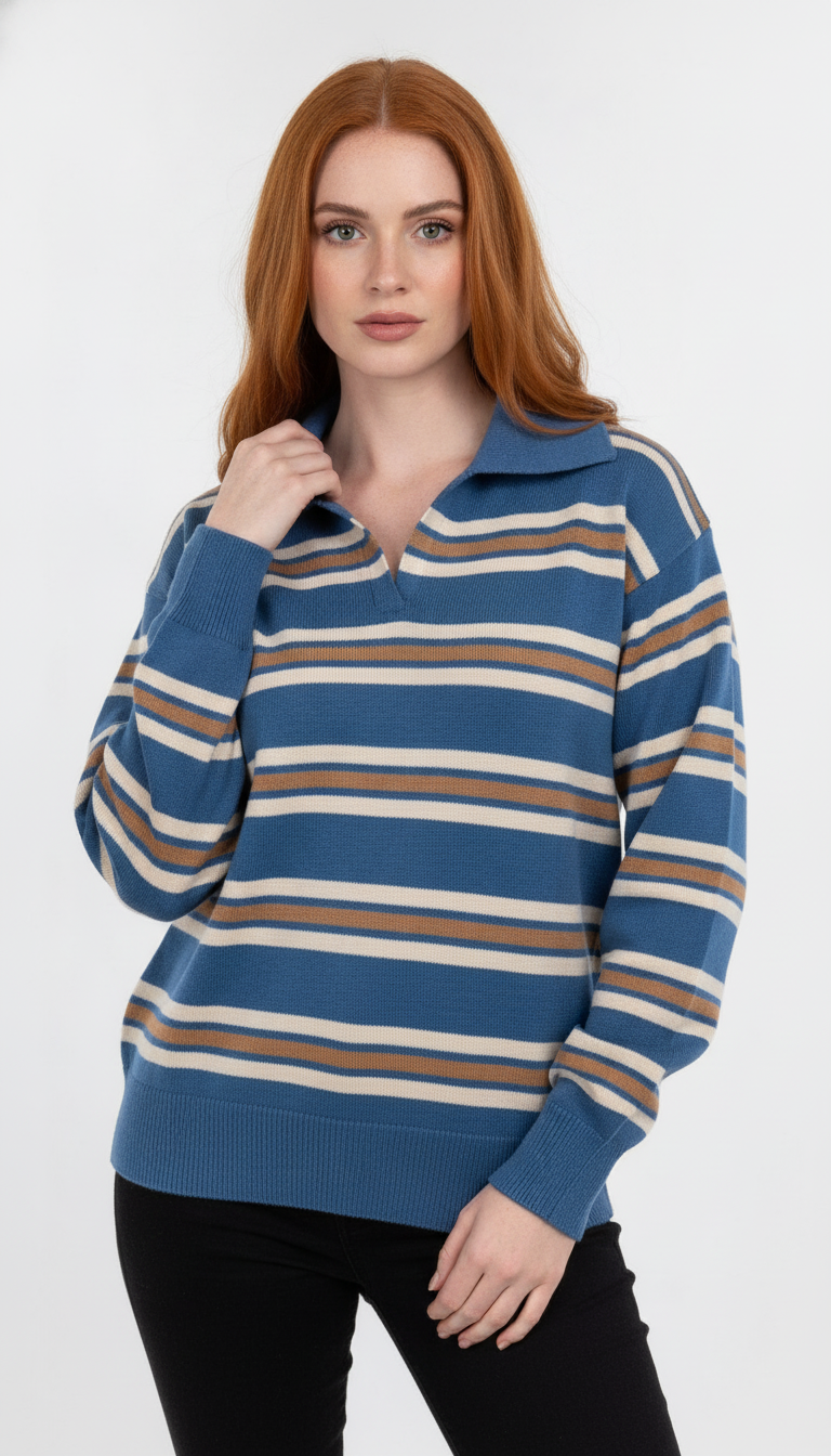 Blusinha Gola Polo Listrada