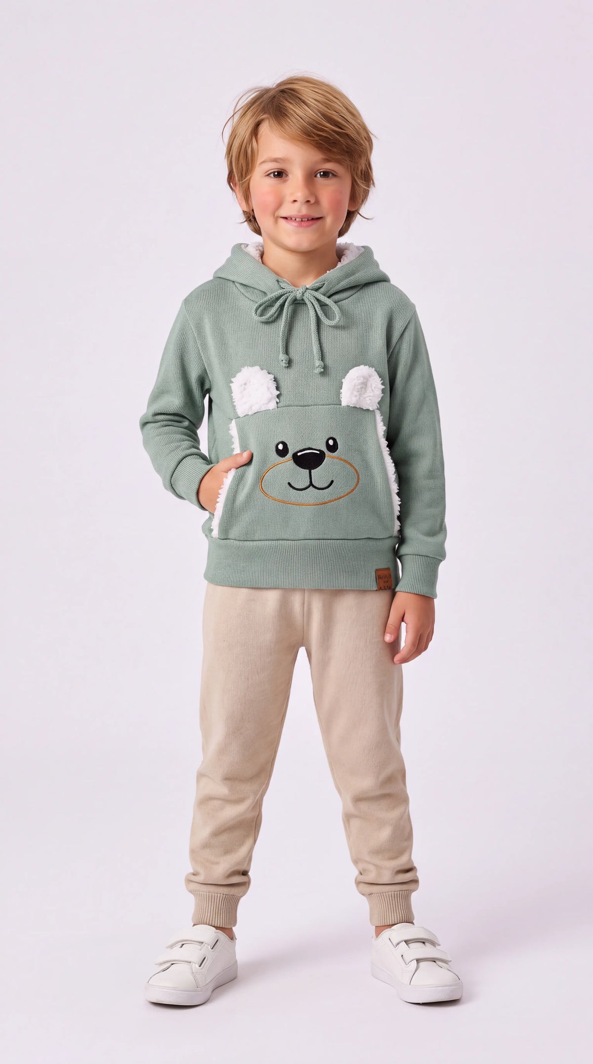 Blusa Infantil Canguru Ursinho com Capuz Unissex