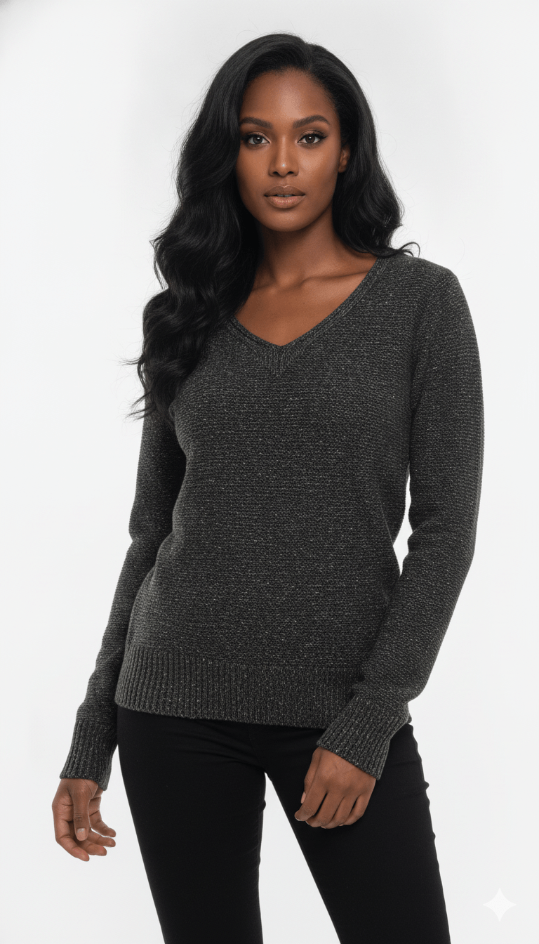 Blusa Decote V Mesclada