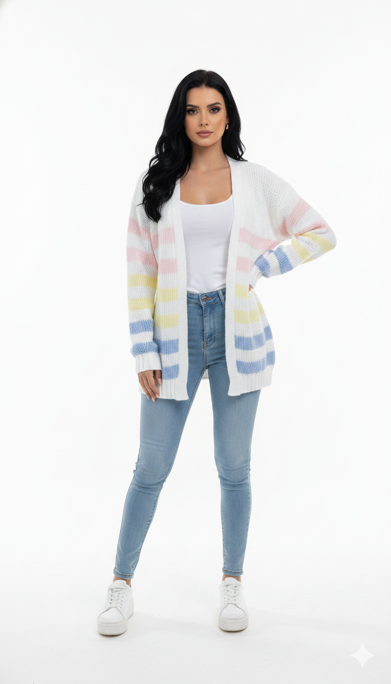 Cardigan Listrado Aquarela