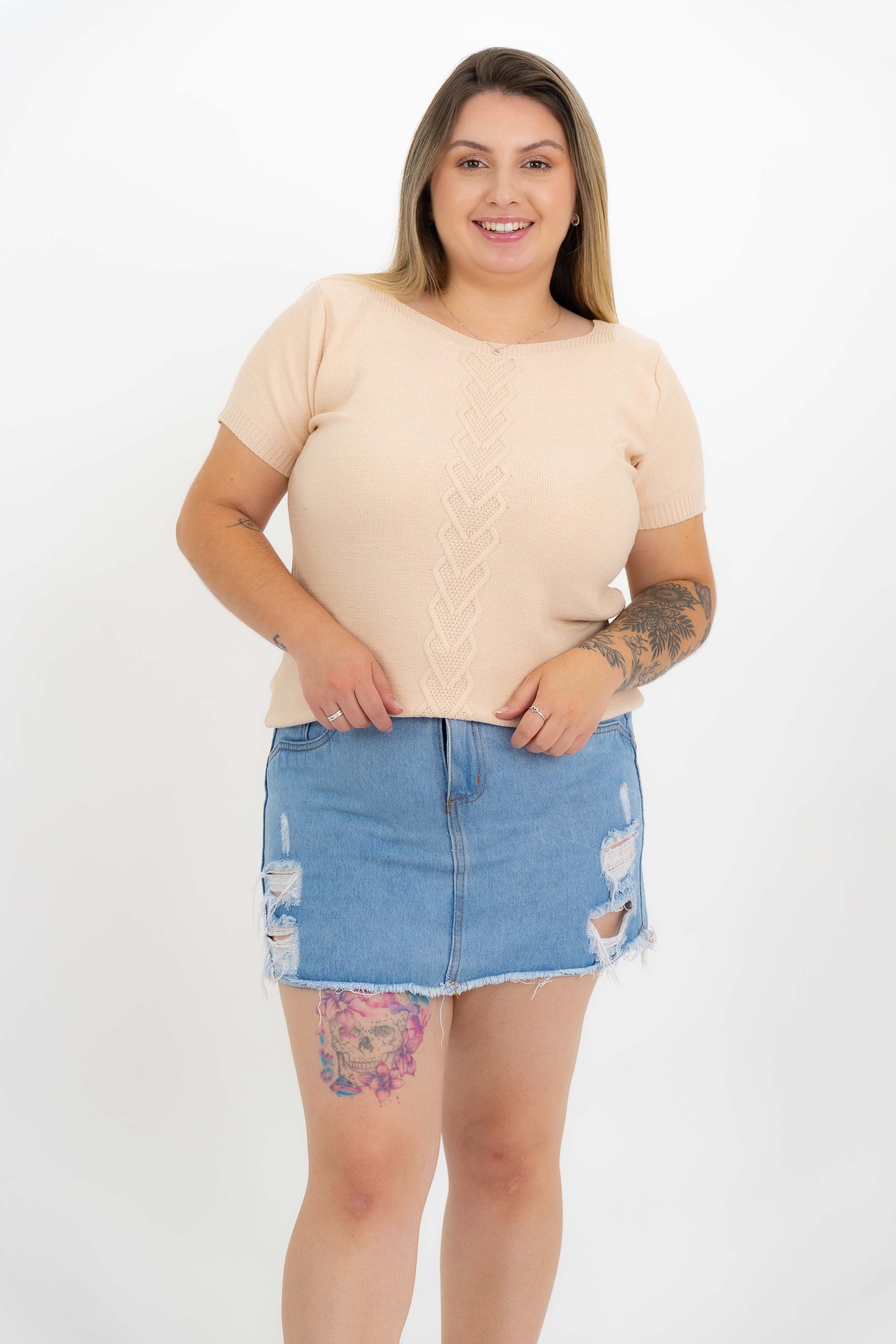 Tshirt Coração Trançado Plus