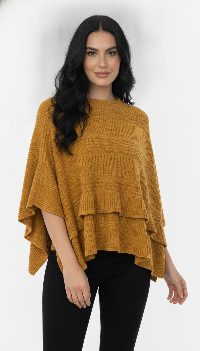 Poncho Quadrado Trançado