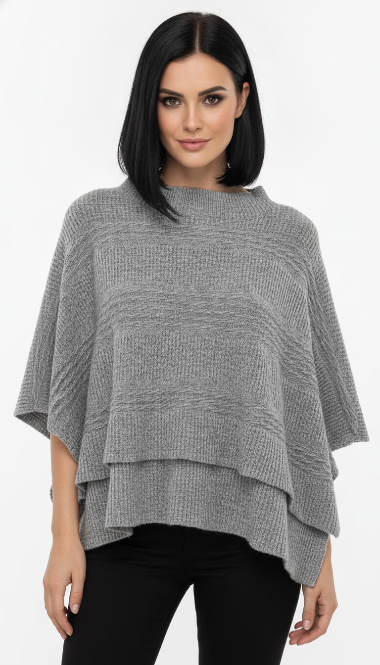 Poncho Quadrado Trançado
