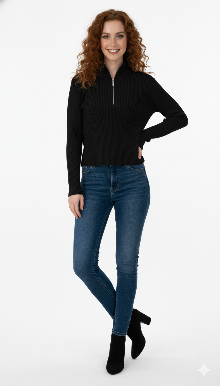 Cropped com Zíper Modal