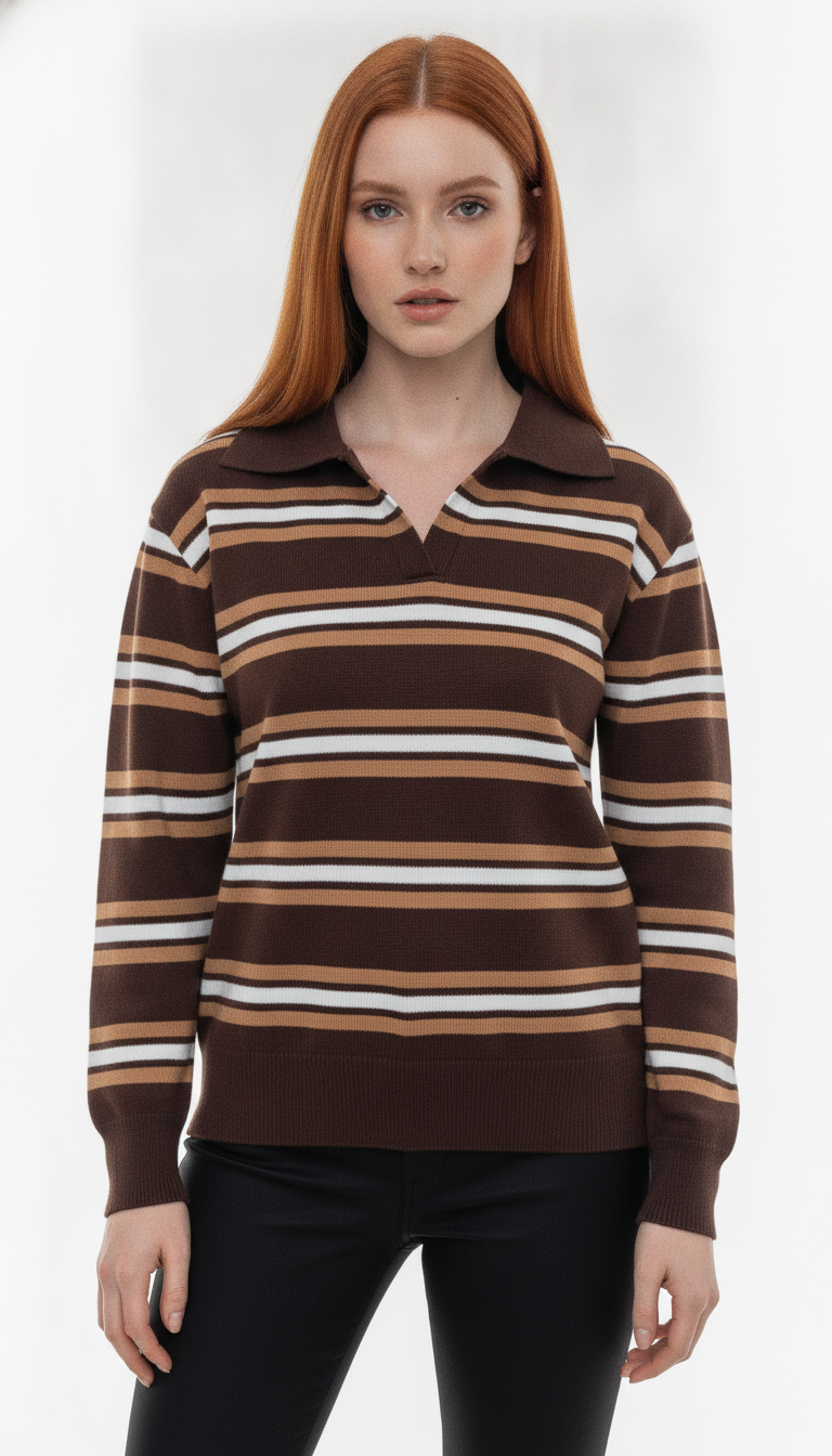 Blusinha Gola Polo Listrada