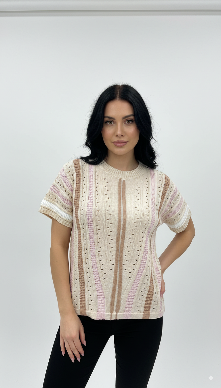 Tshirt Listrada em Tricot Leve