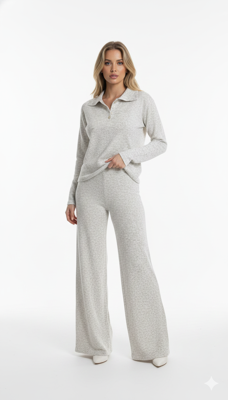 Conjunto Blusa Polo com Botões e Calça