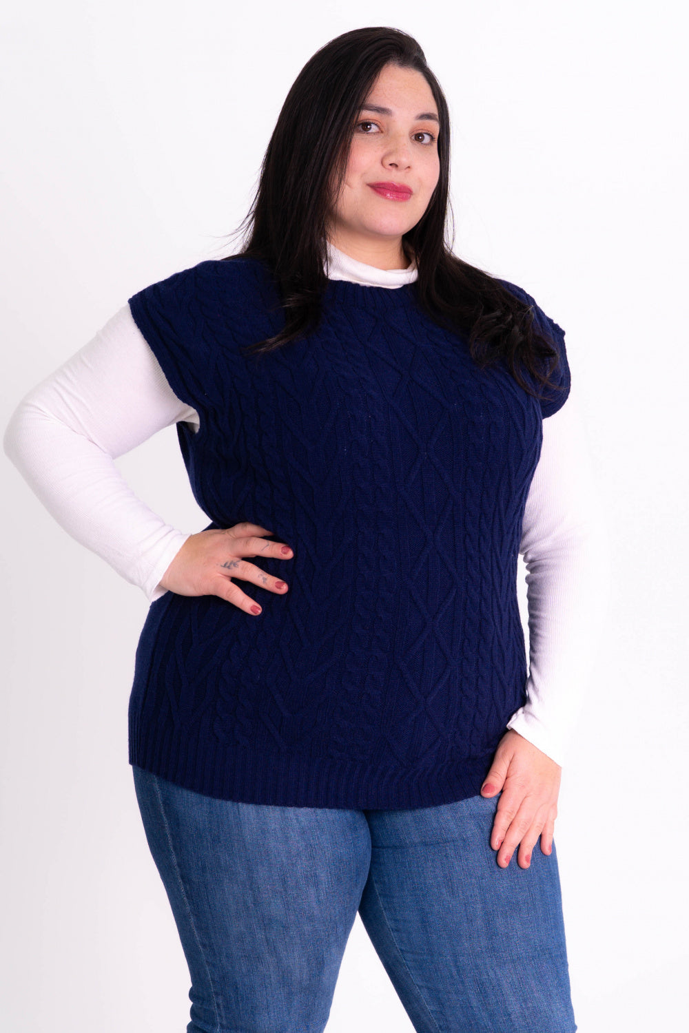 Colete de Tricot Modal Plus Size