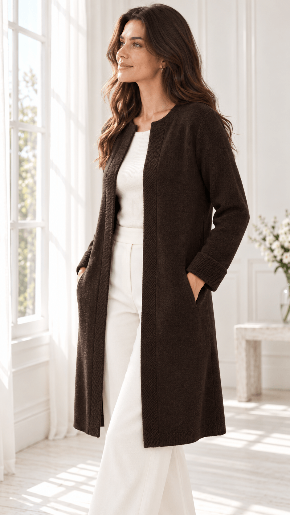 Cardigan Mousse Longo com Bolso