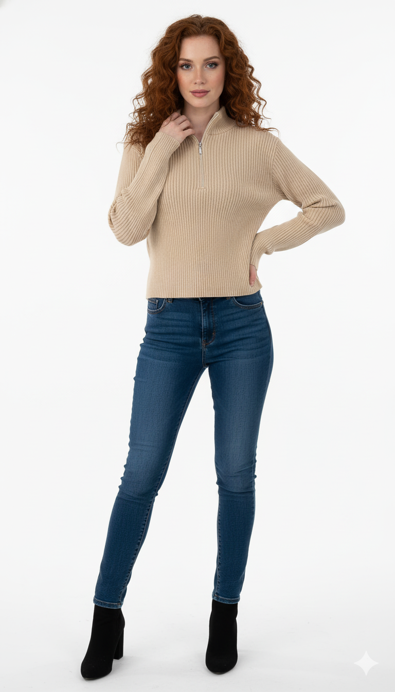 Cropped com Zíper Modal