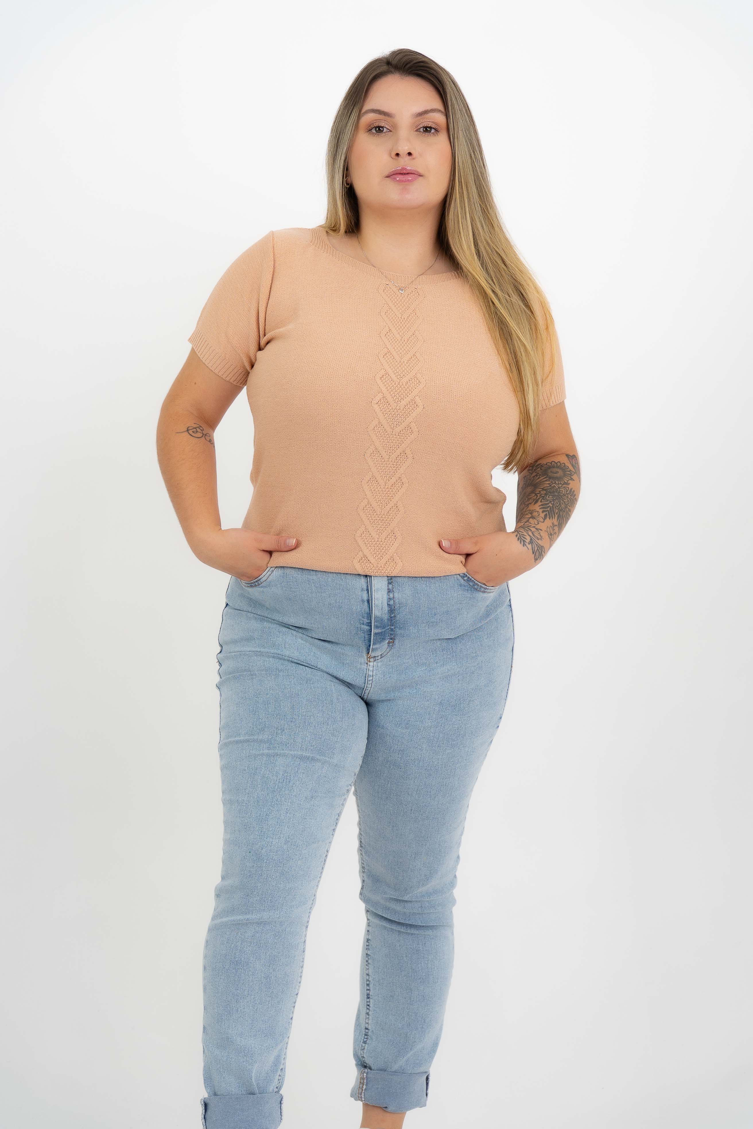 Tshirt Coração Trançado Plus