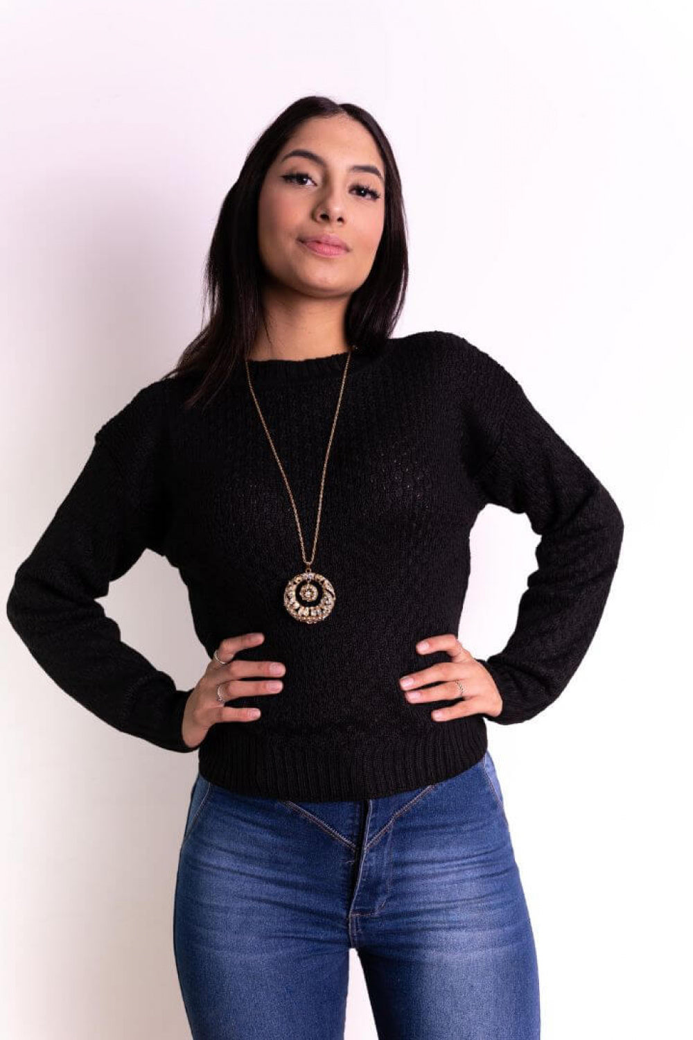 Blusa Básica Texturas Gola Careca