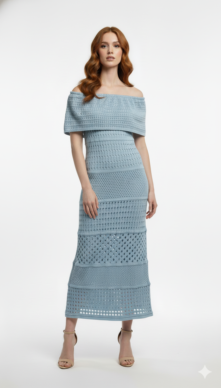 Vestido Ombro a Ombro Rendado