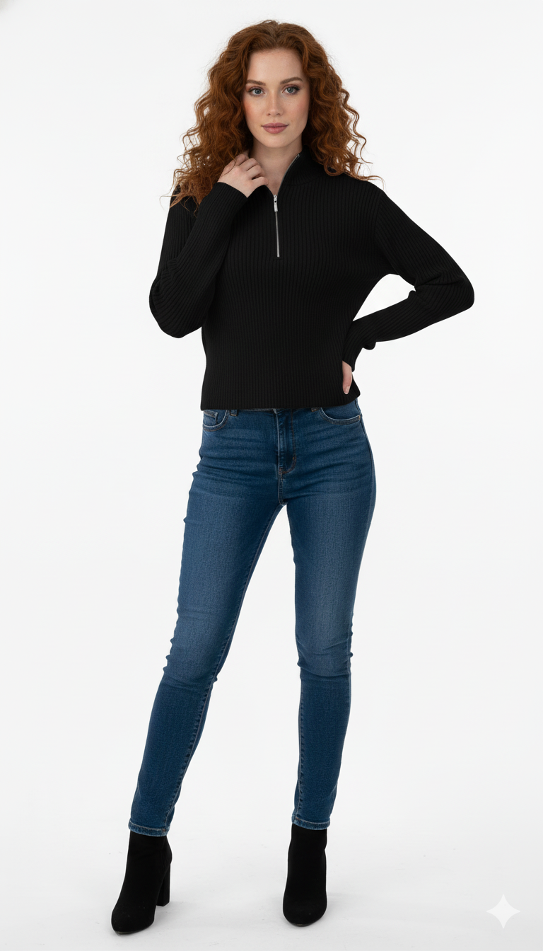 Cropped com Zíper Modal