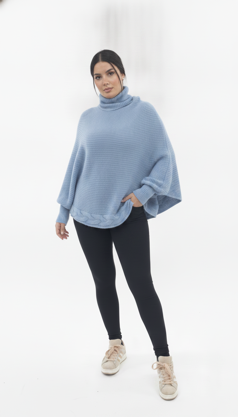 Poncho Trança Aquarela