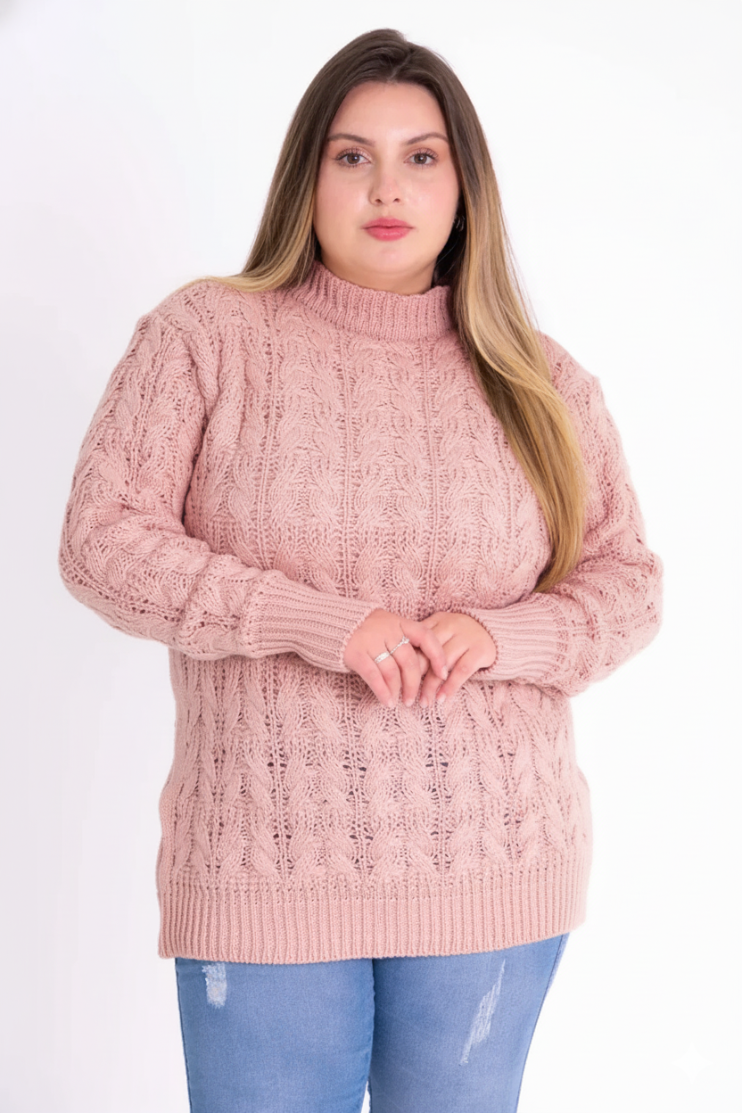 Blusa Tricot com Tranças Feminina