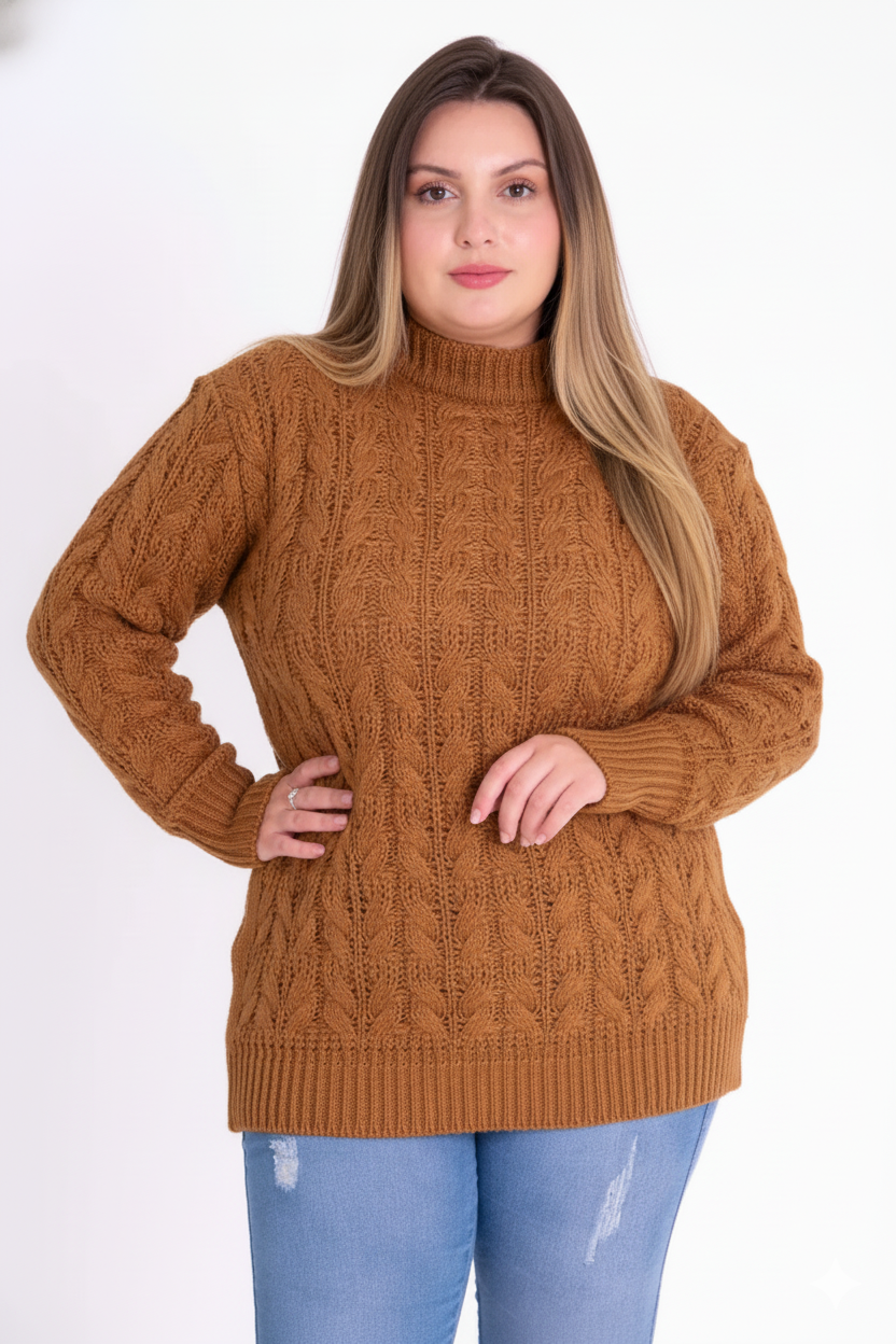 Blusa Tricot com Tranças Feminina