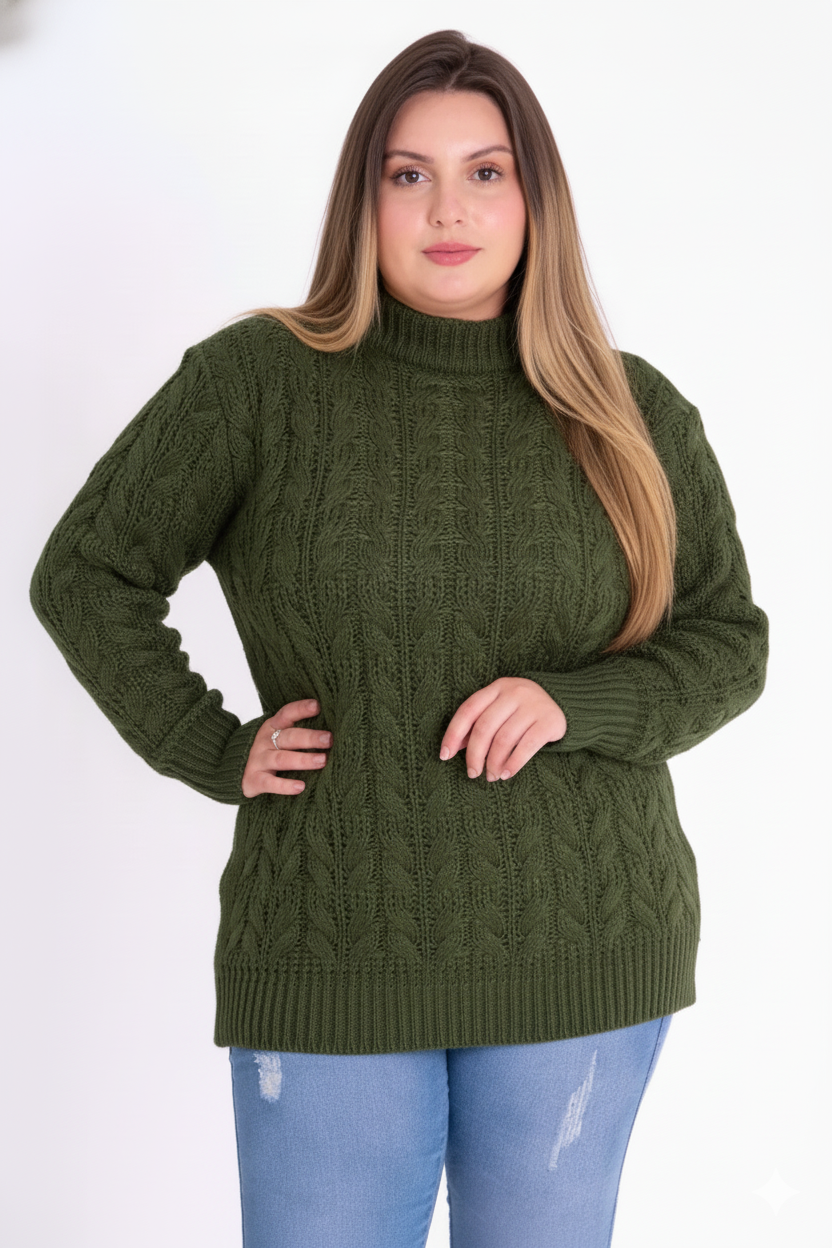 Blusa Tricot com Tranças Feminina