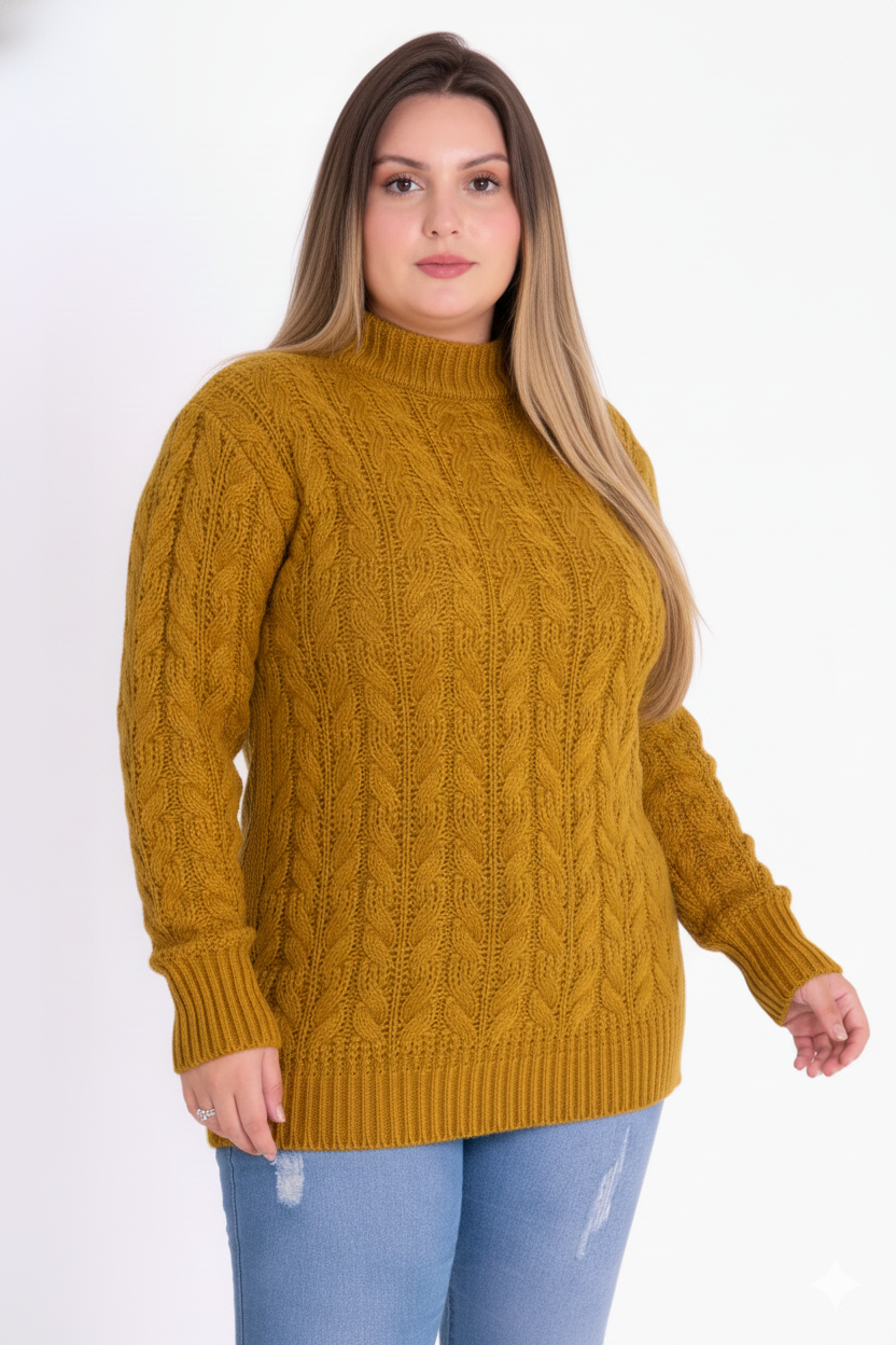 Blusa Tricot com Tranças Feminina