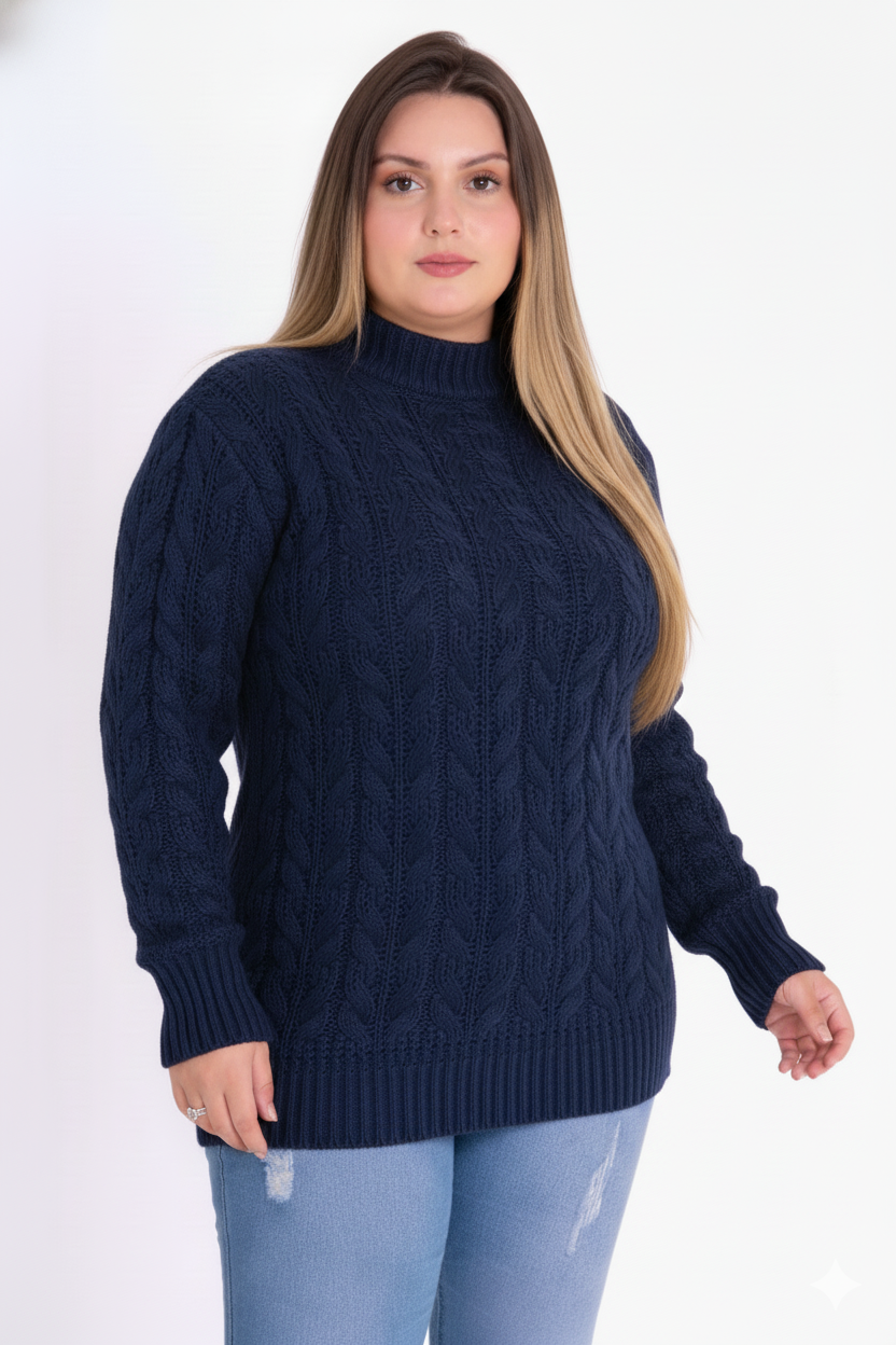 Blusa Tricot com Tranças Feminina