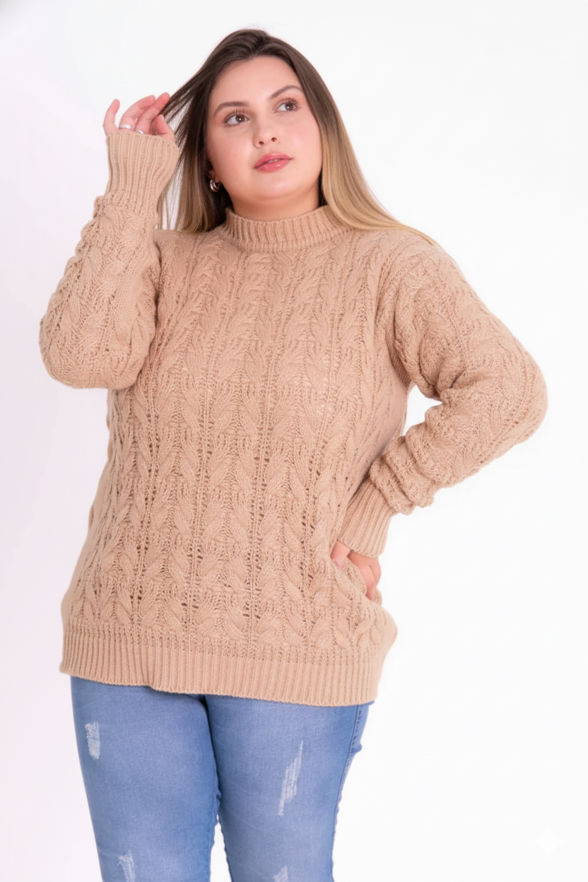 Blusa Tricot com Tranças Feminina