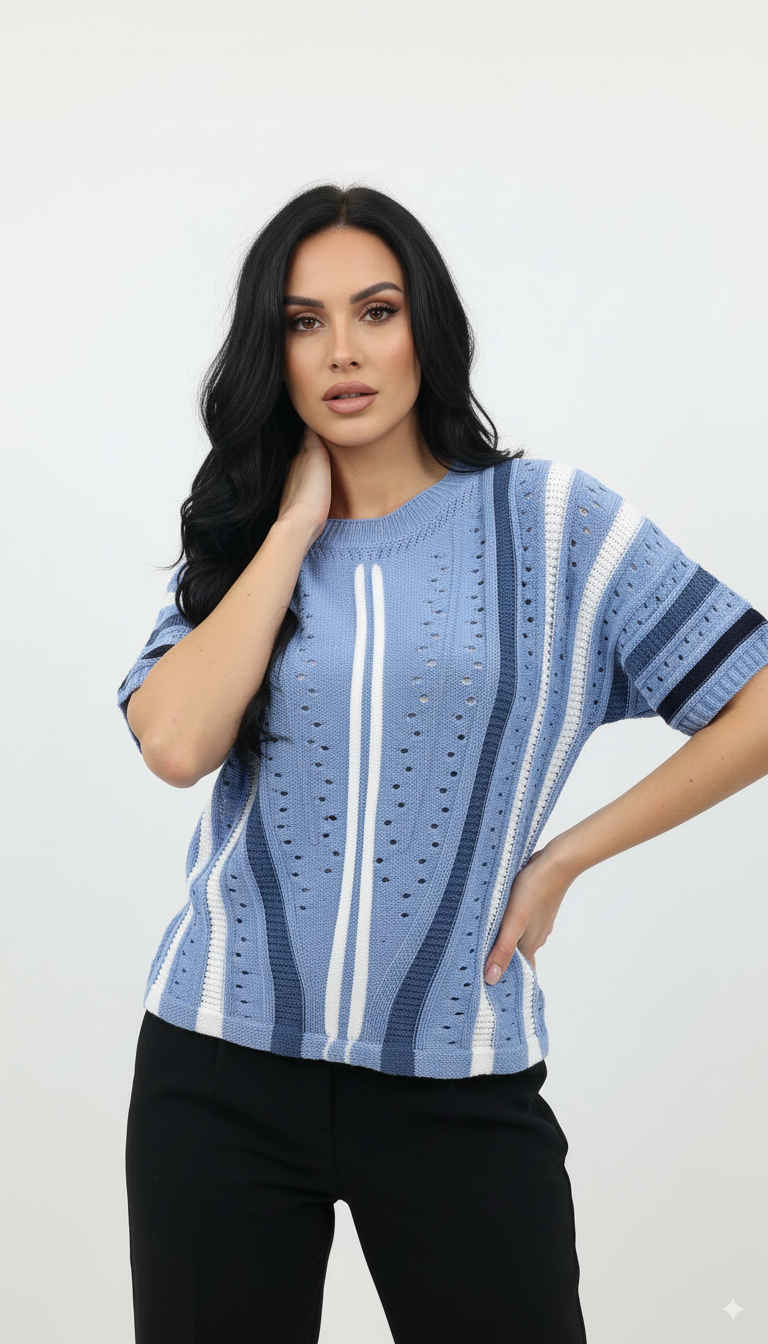 Tshirt Listrada em Tricot Leve