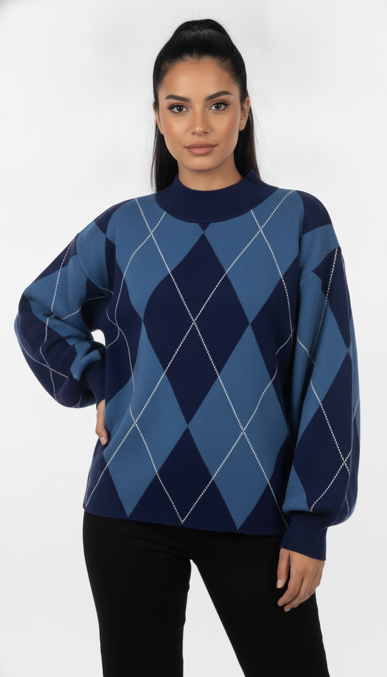 Blusa Losango Manga Bufante