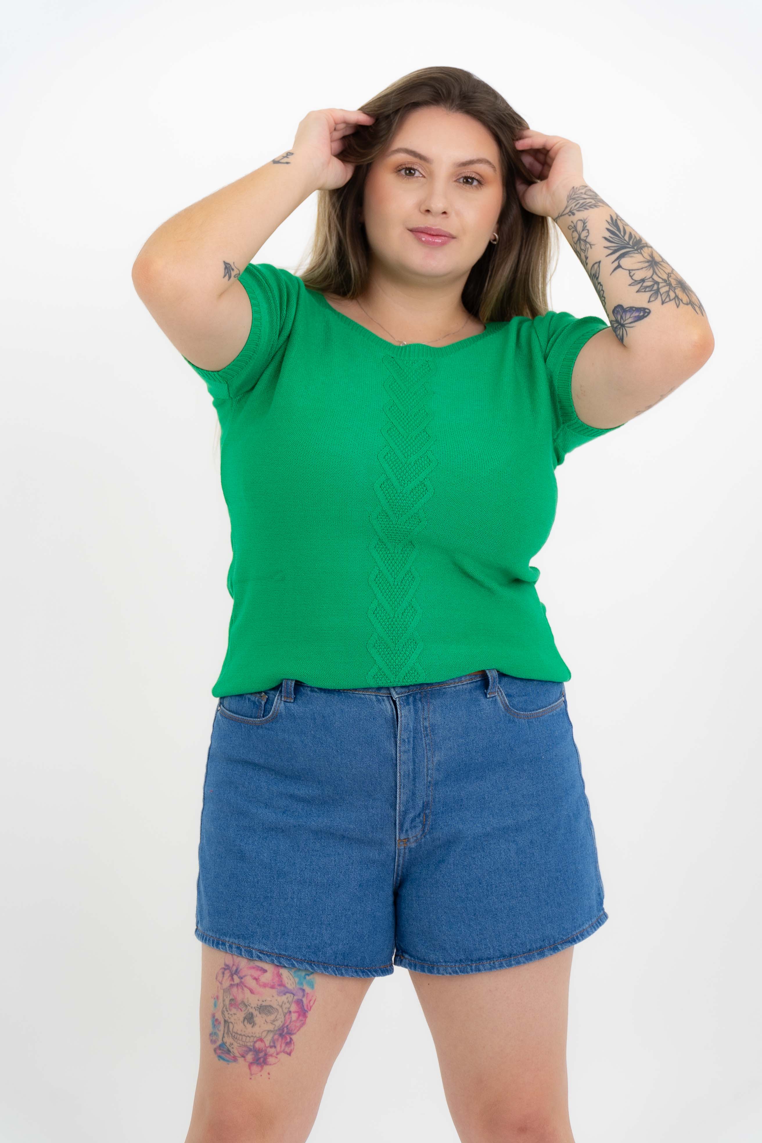 Tshirt Coração Trançado Plus