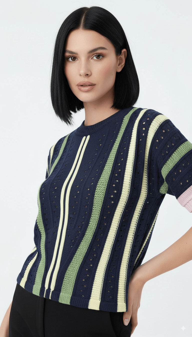 Tshirt Listrada em Tricot Leve