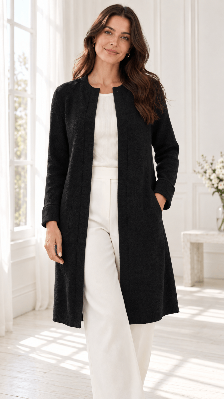 Cardigan Mousse Longo com Bolso