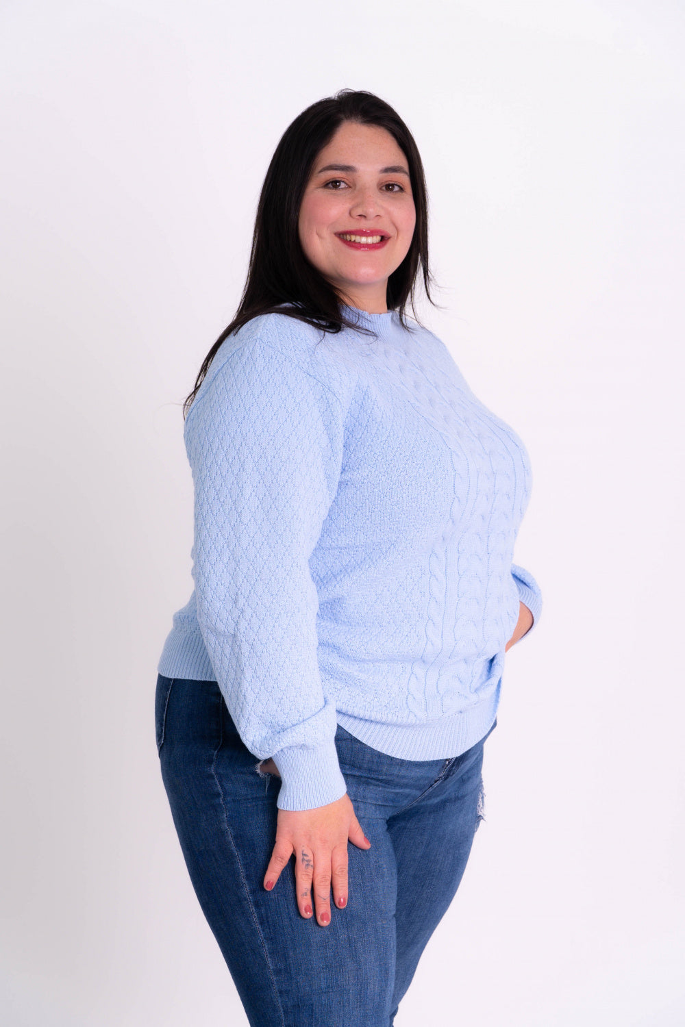 Blusa de Tricot Modal Plus Size com Tranças