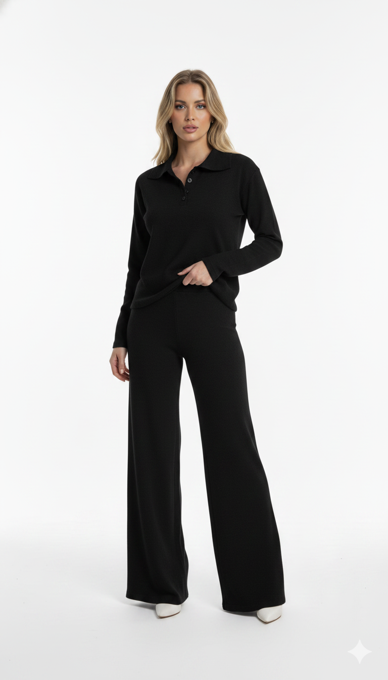 Conjunto Blusa Polo com Botões e Calça