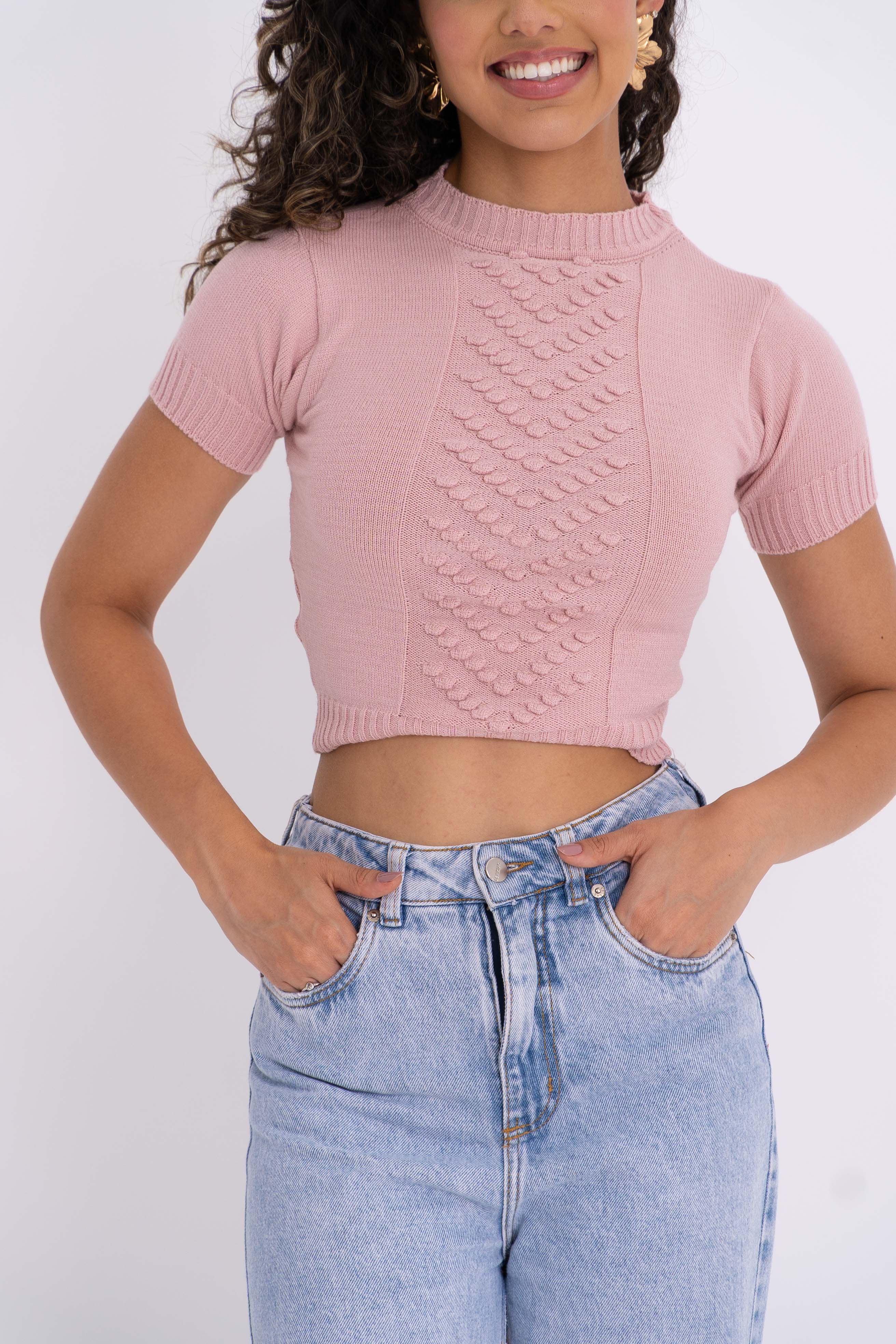 Cropped Tricot Ponto Pipoca