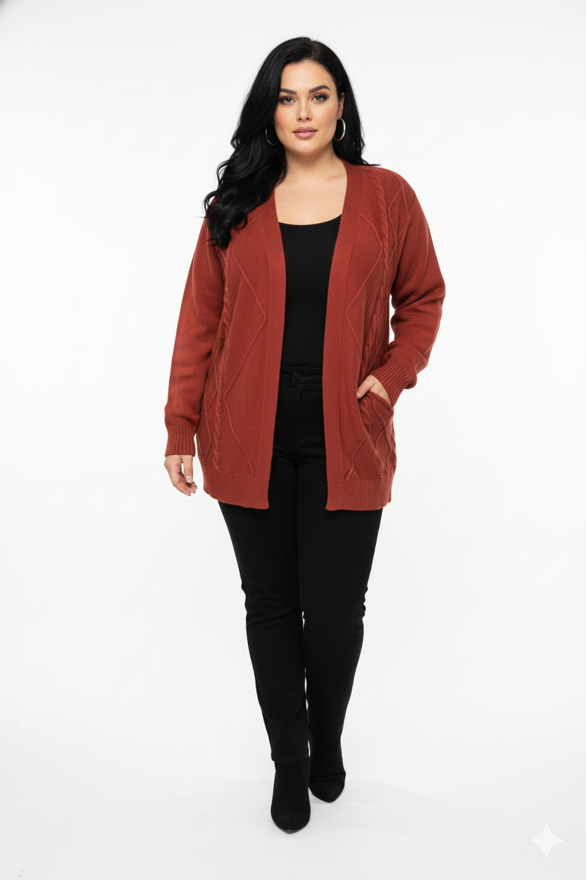 Casaco de Tricot Feminino Losango Plus Size – Hortelã Tricot