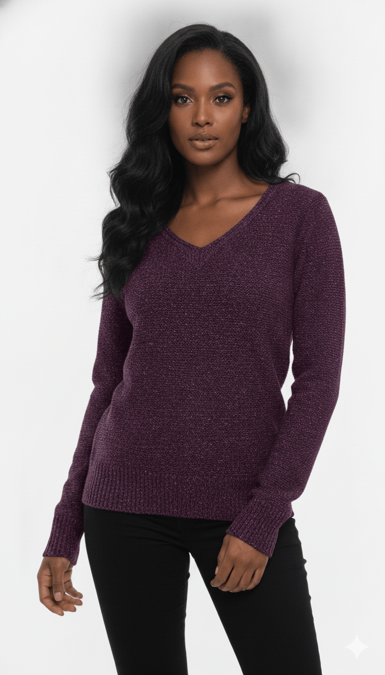 Blusa Decote V Mesclada