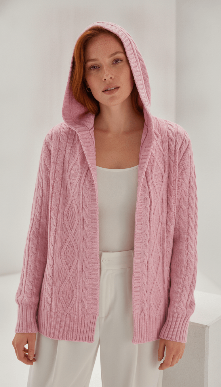 Cardigan Trançada com Capuz
