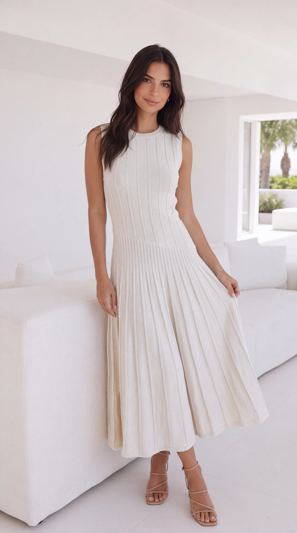 Vestido Modal Plissado Transversal