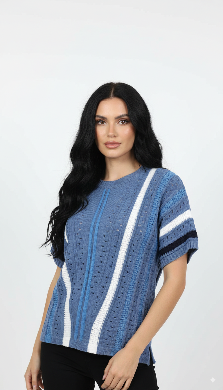 Tshirt Listrada em Tricot Leve