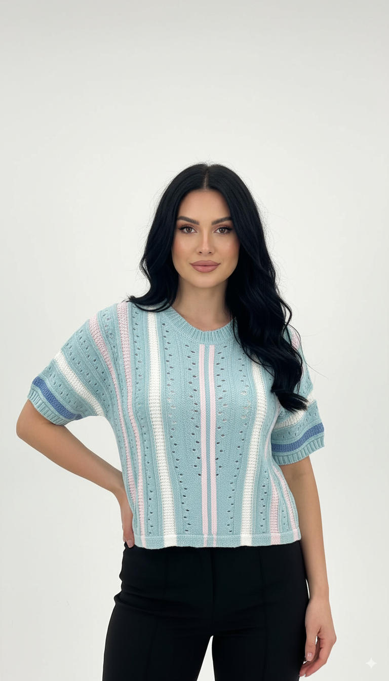 Tshirt Listrada em Tricot Leve